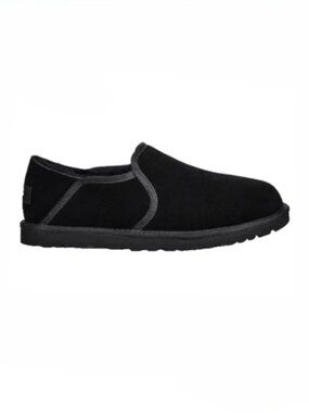 UGG Slippers Black Suede Men 14 Kenton House Comfort Shoes Sheepskin Lining 3010